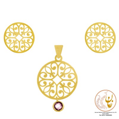 نیم ست طلا - آویز و گوشواره - طرح اسلیمی