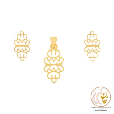 نیم ست طلا - آویز و گوشواره - طرح هندسی