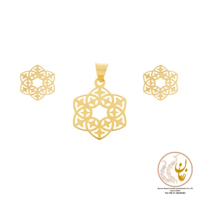 نیم ست طلا - آویز و گوشواره - طرح اسلیمی