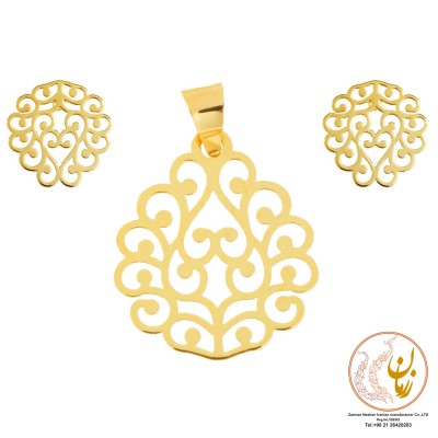 نیم ست طلا - آویز و گوشواره - طرح اسلیمی