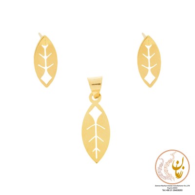 نیم ست طلا - آویز و گوشواره - طرح برگ