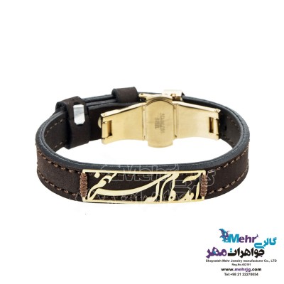 دستبند طلا و چرم - طرح آمده ام که سر نهم