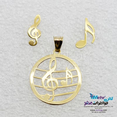 نیم ست طلا - آویز و گوشواره - طرح نت موسیقی