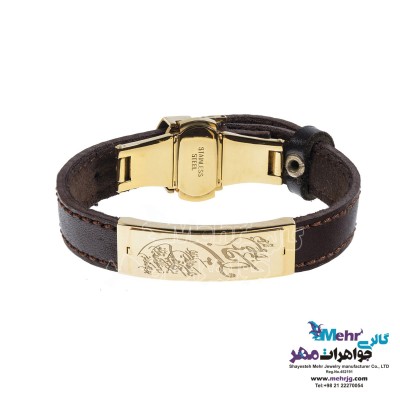 دستبند طلا و چرم - طرح وان یکاد