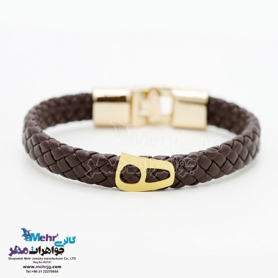 دستبند طلا و چرم - طرح ه‍ نیمانی