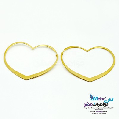 گوشواره حلقه ای طلا - طرح قلب