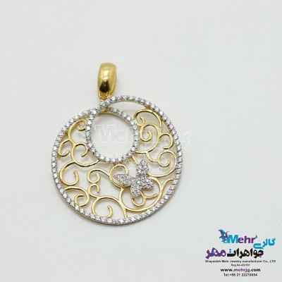 آویز طلا - طرح گل و پروانه