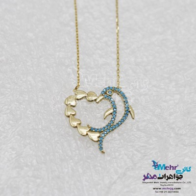 گردنبند طلا - طرح قلب و دلفین