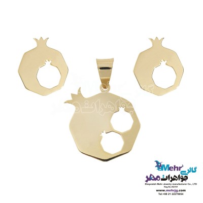 نیم ست طلا - آویز و گوشواره - طرح انار