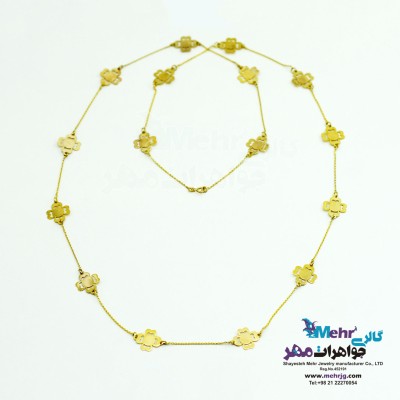 گردنبند رولباسی طلا - طرح شبدر چهار برگ