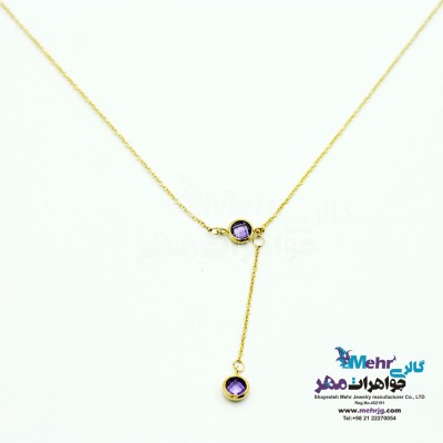 گردنبند طلا - طرح سنگ رنگی