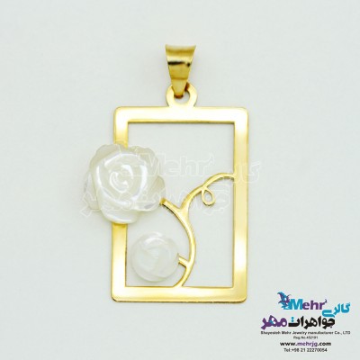 آویز طلا - طرح قاب عکس گل