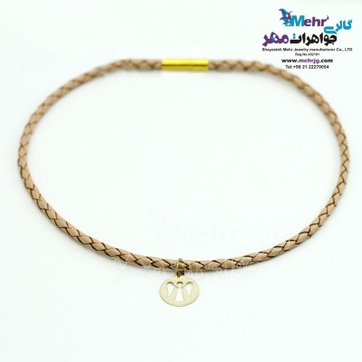 گردنبند طلا و چرم - طرح فرشته