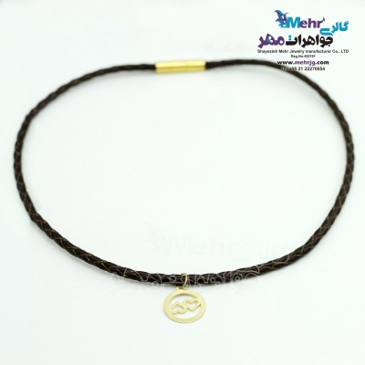 گردنبند طلا و چرم - طرح قلب