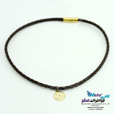 گردنبند طلا و چرم - طرح ون کلیف