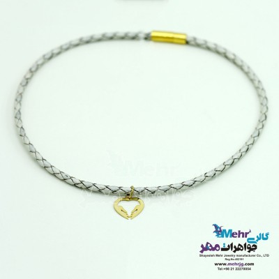 گردنبند طلا و چرم - طرح قلب و دست