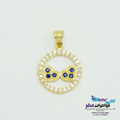 آویز طلا - طرح دو قلب