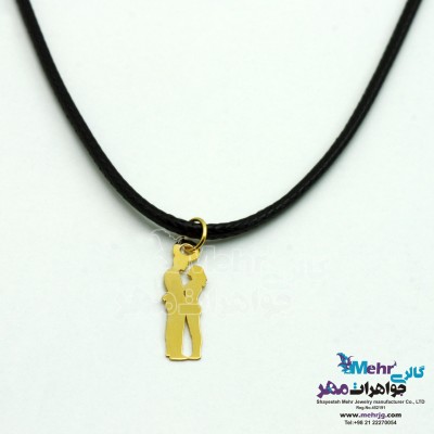 گردنبند طلا و چرم - طرح عاشقانه