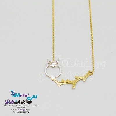گردنبند طلا - طرح جغد و شاخه