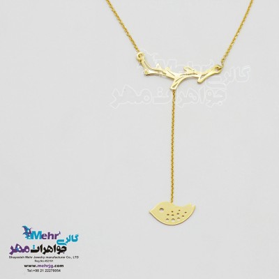 گردنبند طلا - طرح پرنده و شاخه
