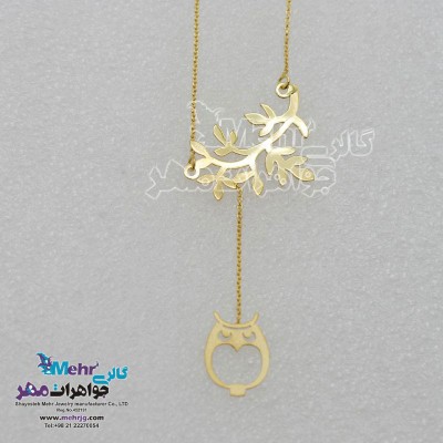 گردنبند طلا - طرح جغد و شاخه