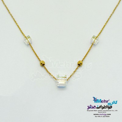 گردنبند طلا - سنگ سواروسکی مکعب