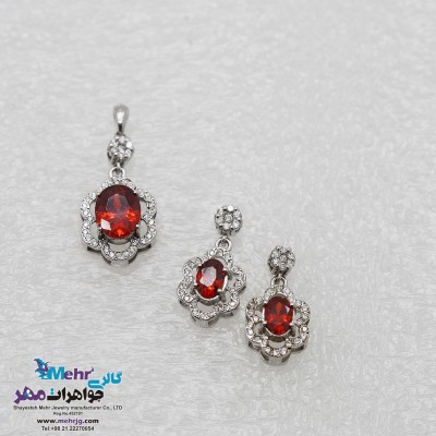 نیم ست طلا - آویز و گوشواره - طرح فلاور