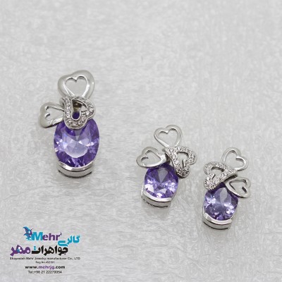 نیم ست جواهر - آویز و گوشواره - طرح قلب