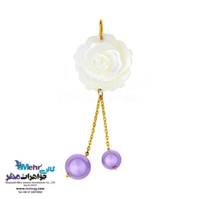 آویز طلا - طرح صدف گل