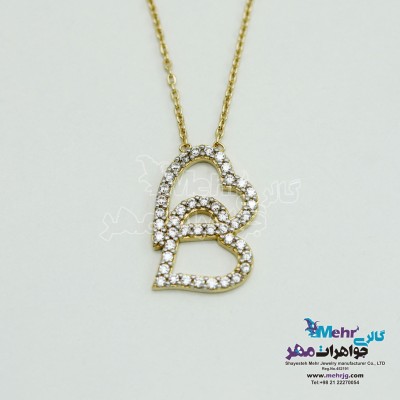 گردنبند طلا - طرح دو قلب