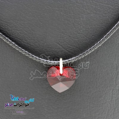 گردنبند طلا و چرم - سنگ سواروسکی قلب