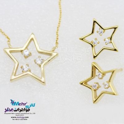 نیم ست طلا - گردنبند و گوشواره - طرح ستاره