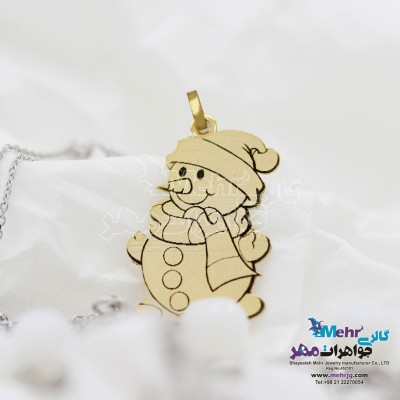 آویز طلا - طرح آدم برفی
