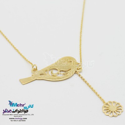 گردنبند طلا - طرح گل و پرنده
