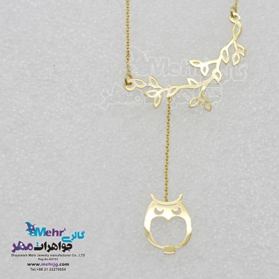 گردنبند طلا - طرح جغد و شاخه