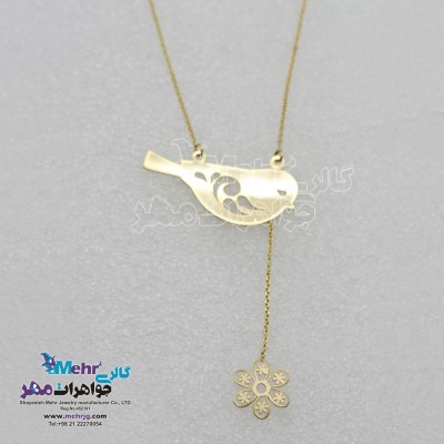 گردنبند طلا - طرح گل و پرنده