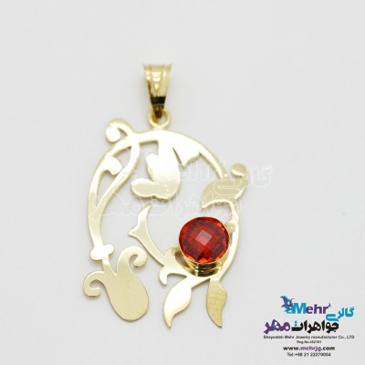آویز طلا - طرح گل و برگ