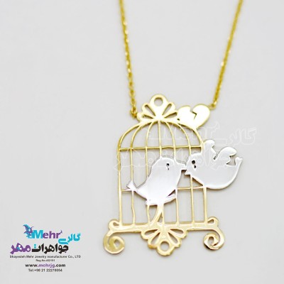 گردنبند طلا - طرح پرنده و قفس