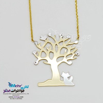 گردنبند طلا - طرح گربه و درخت