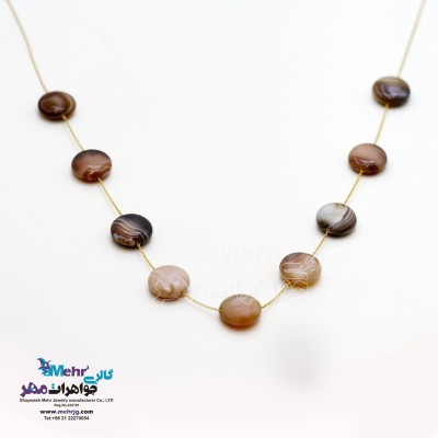 گردنبند طلا - سنگ عقیق