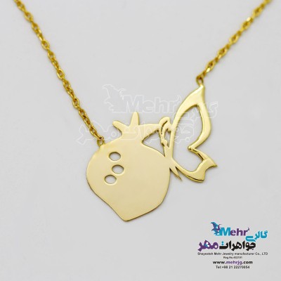 گردنبند طلا - طرح انار و پروانه