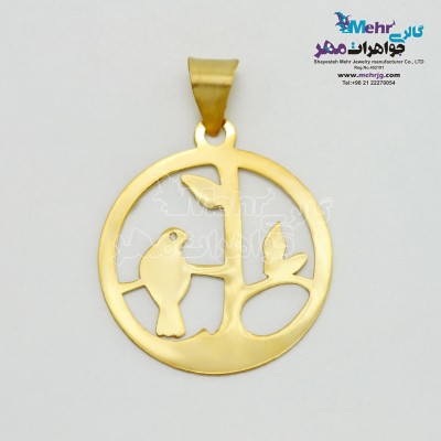 آویز طلا - طرح پرنده و شاخه