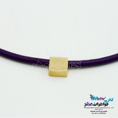 گردنبند طلا و چرم - طرح هندسی