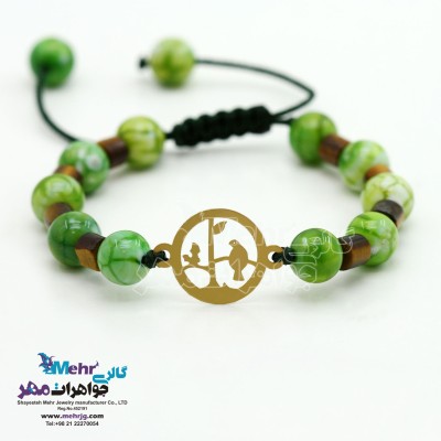 دستبند طلا و سنگ - طرح پرنده و شاخه