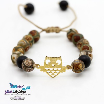 دستبند طلا و سنگ - طرح جغد