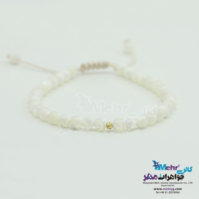 دستبند طلا و سنگ - طرح گوی تراش