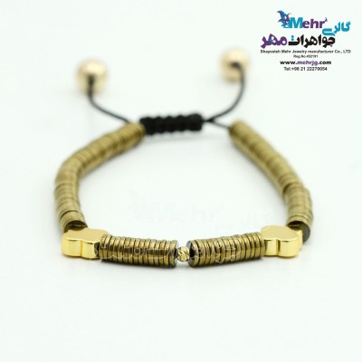 دستبند طلا و سنگ - طرح گوی تراش