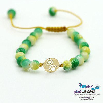 دستبند طلا و سنگ - طرح گل خورشیدی