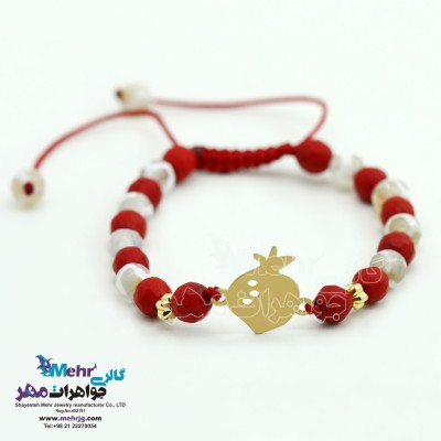 دستبند طلا و سنگ - طرح انار