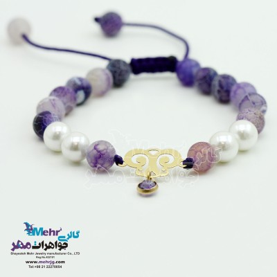 دستبند طلا و سنگ - طرح پروانه
